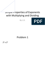 Simple Properties of Exponents With Multiplying and Dividing