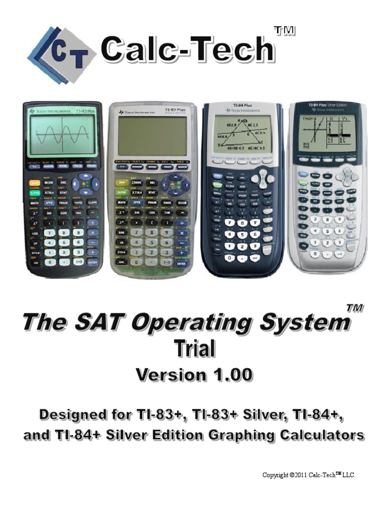 SAT Calculator Program SAT Operating System TI83+ TI84+ Trial Manual Sat Menu