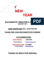 Happy NEW Year: Eucharistic Minister'S Schedule