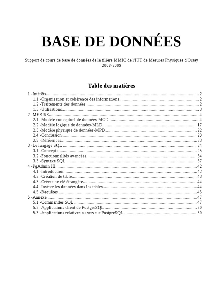 Bon Cours Merise | PDF | Base de données relationnelle | Recherche d ...