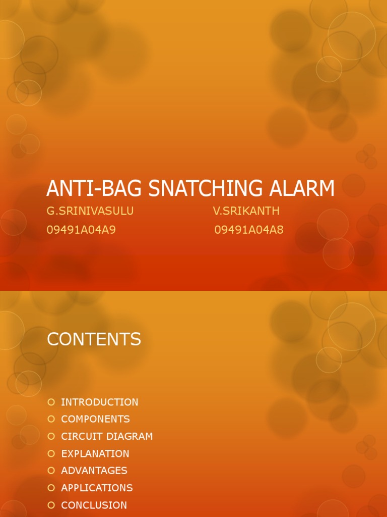 Anti Bag Snatching Alarm | PDF | Electrical Components | Electrical ...