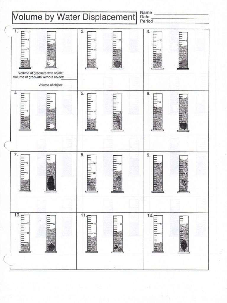 Water Displacement Worksheet | PDF