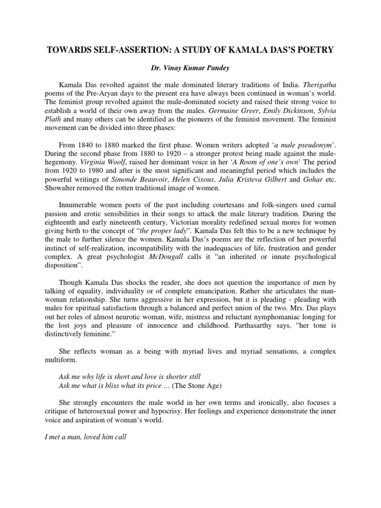 A STUDY OF KAMALA DAS’S POETRY Feminism Ethnicity, Race & Gender