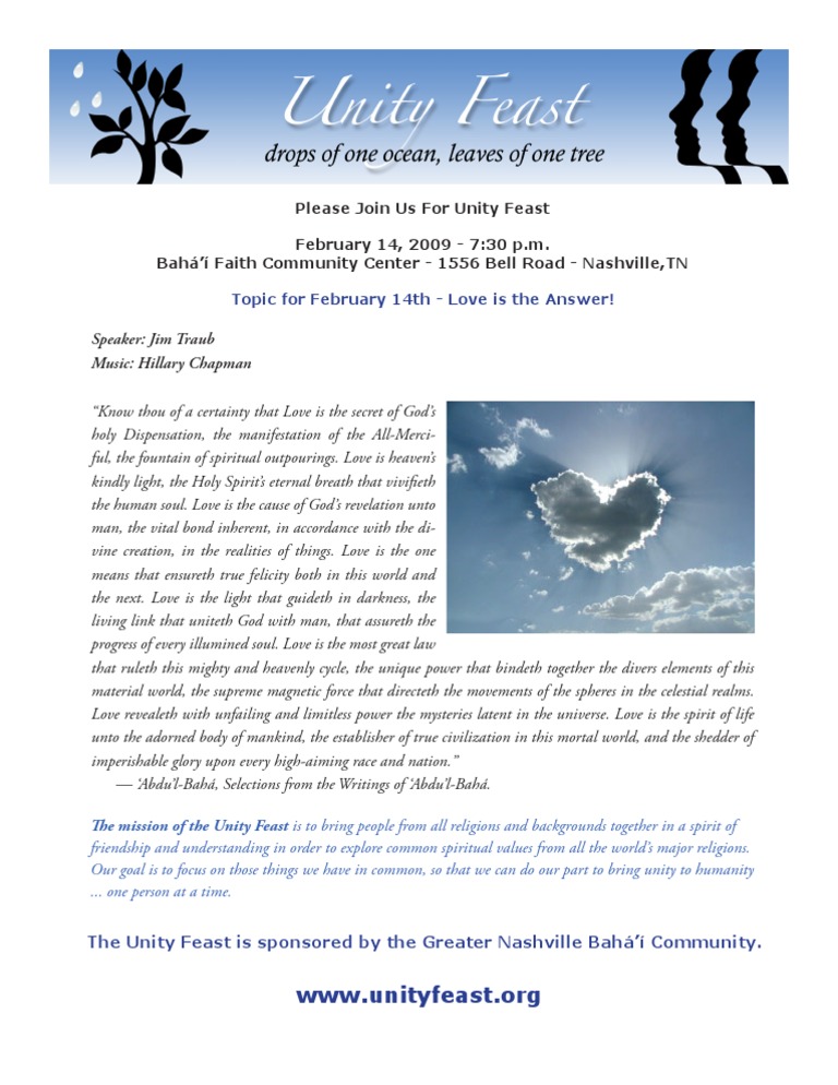 Unity Feast Flyer 02/14/09 | PDF