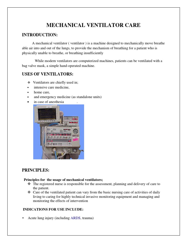 Ventilator | PDF | Breathing | Respiration