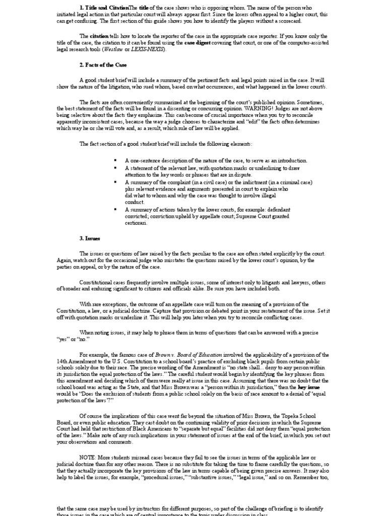 How To Write A Good Case Brief  PDF  United States Constitution