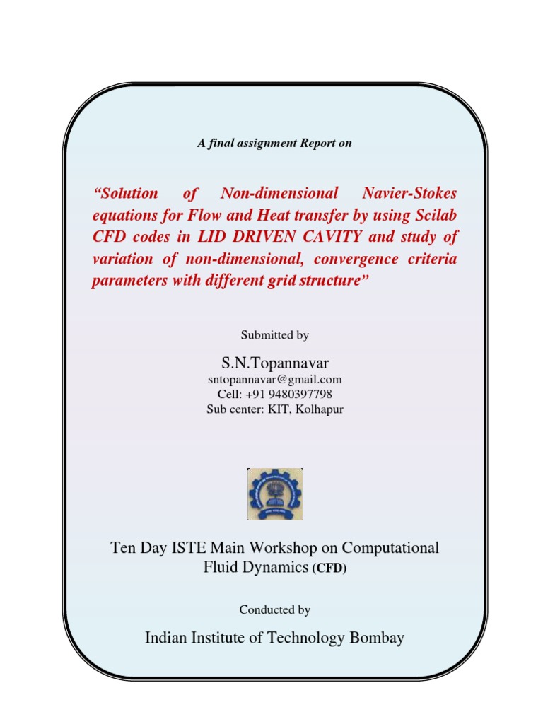 Lid Driven Cavity CFD Simulation Report by S N Topannavar | PDF | Fluid ...