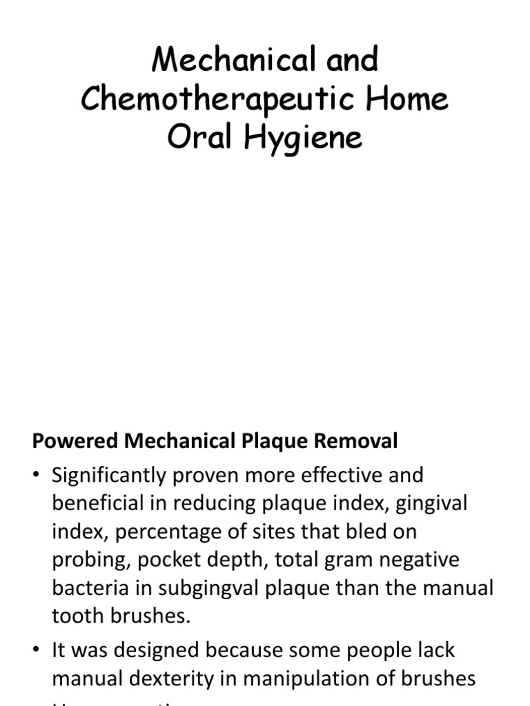 Mechanical and Chemotherapeutic Home Oral Hygiene PDF Oral Hygiene