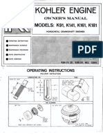 Vintage Kohler Engines K Series operators manual