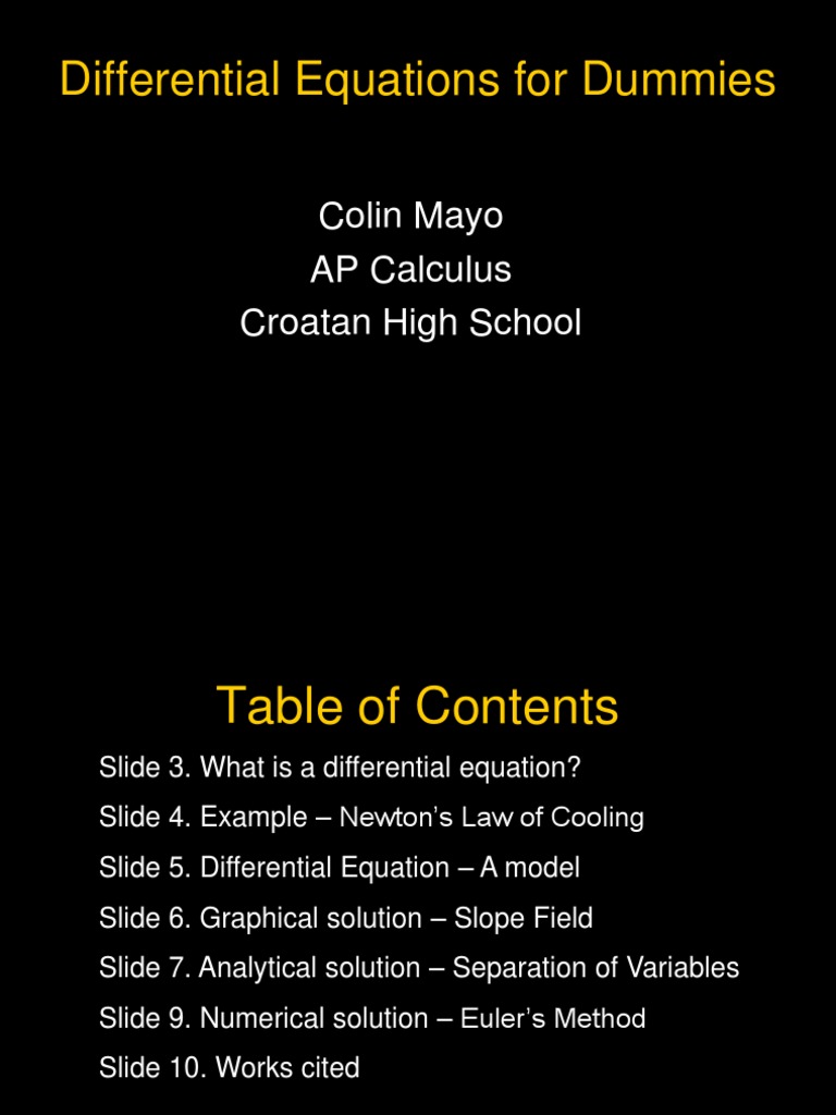 Differential Equation For Dummies PDF