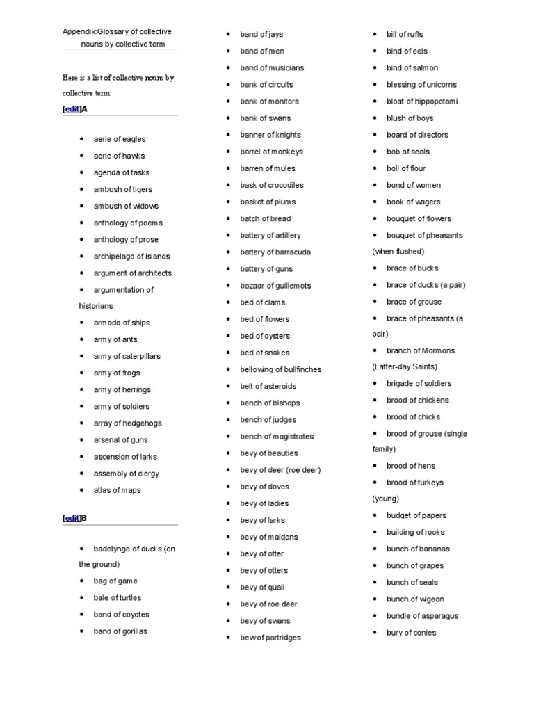 collective nouns Nature Psychology & Cognitive Science