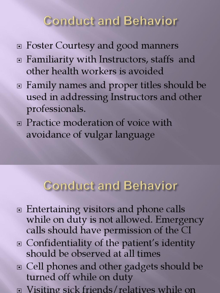 Conduct & Behavior | PDF