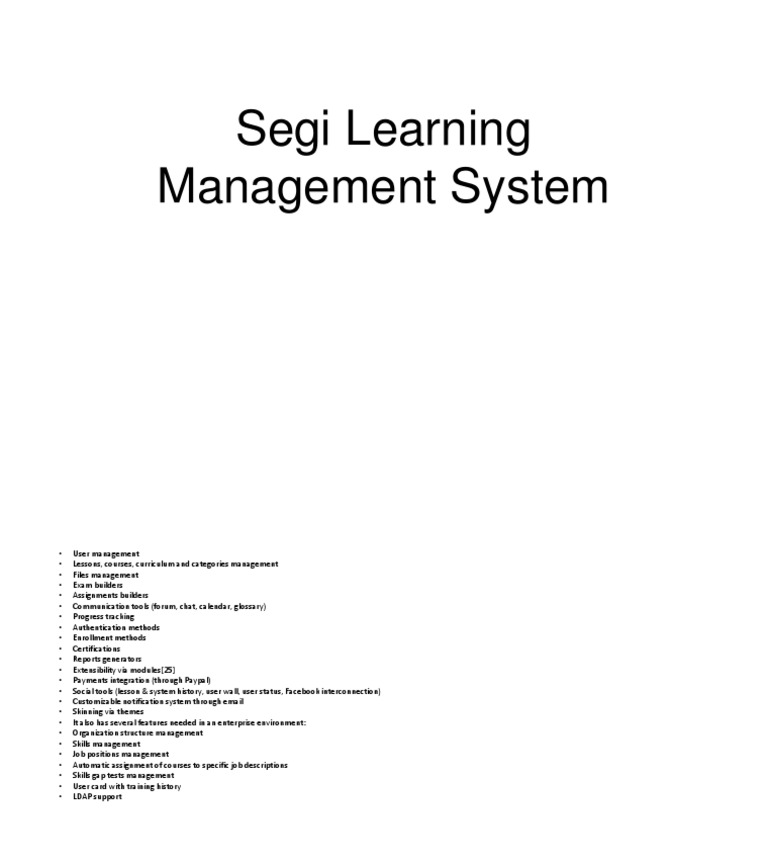 Segi Learning Management System Features | PDF