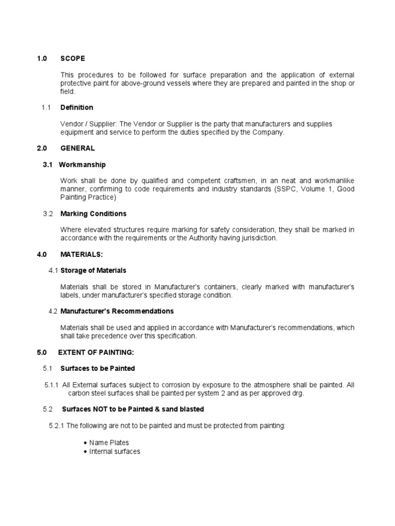 Painting Procedure PDF Paint Abrasive