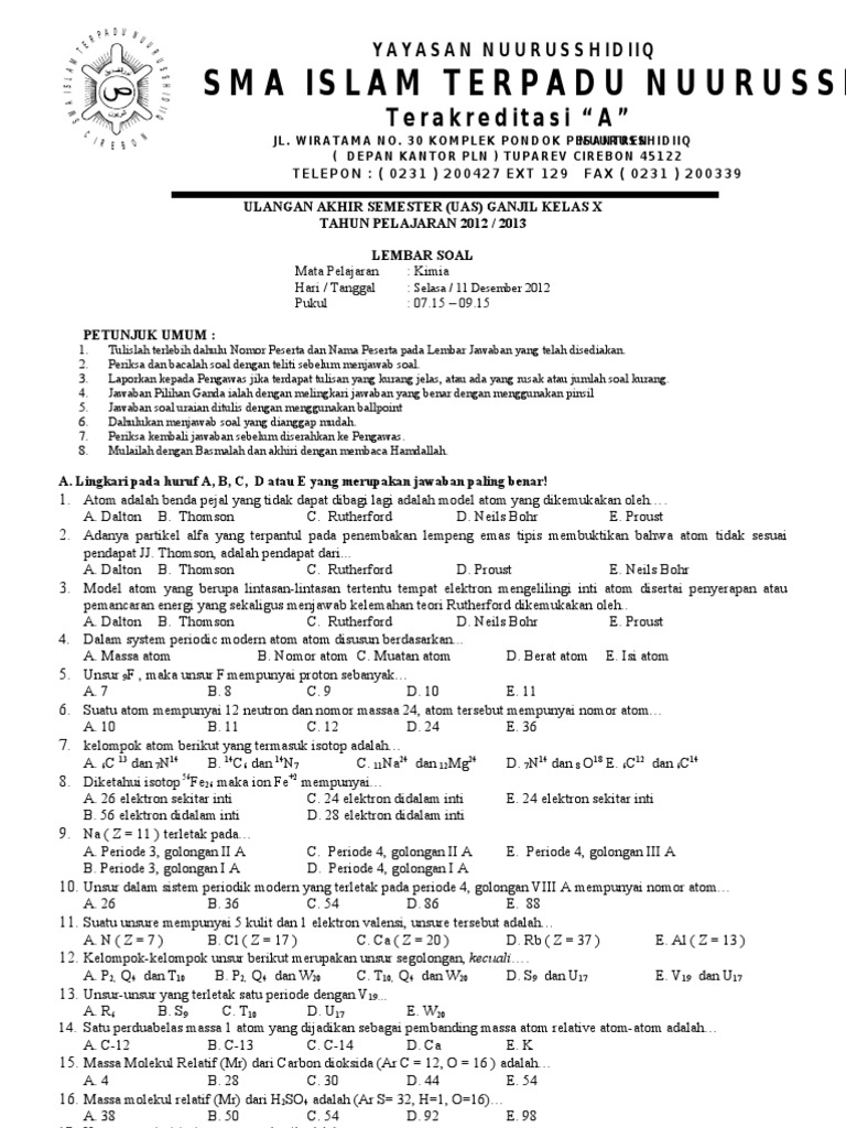 Soal Akm Kimia Kelas 10 Semester 2 - Download Soal Akm Kimia Kelas 10 Semester 2 Terupdate