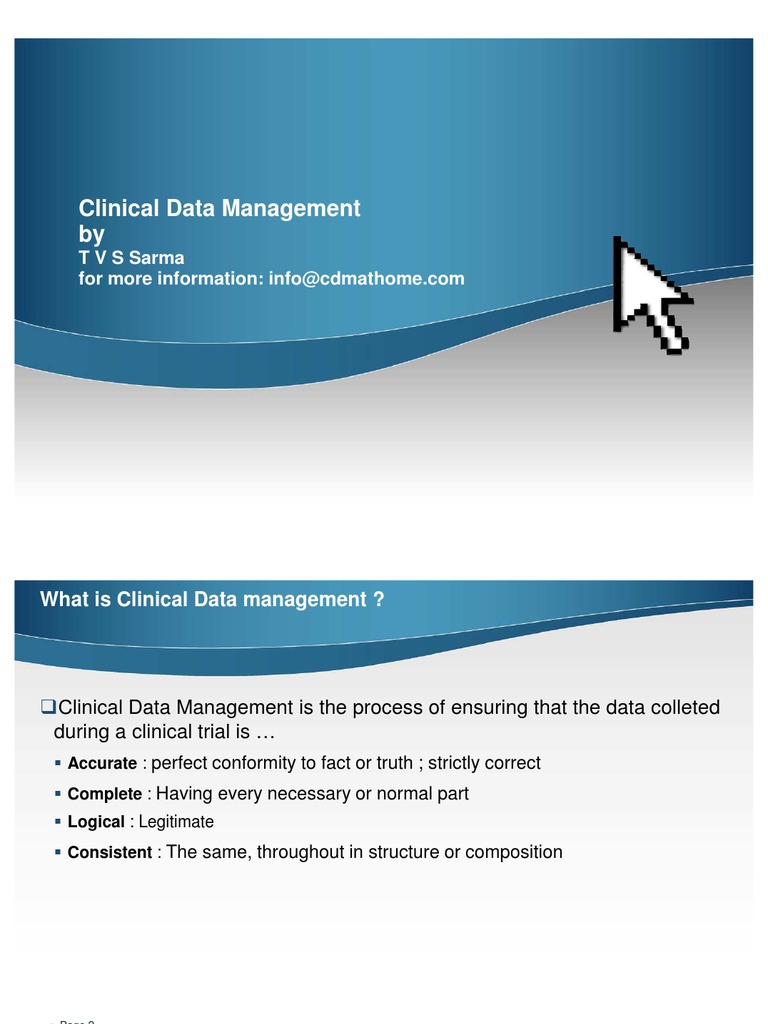 Clinical Data Management (Presentation by Sarma) | Download Free PDF ...