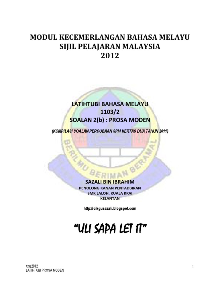 Kertas Soalan Percubaan Bahasa Melayu Spm 2019 - Terengganu s