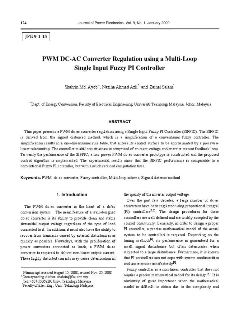 Fuzzy PI Controller for PWM DC-AC Conversion | PDF | Control Theory ...
