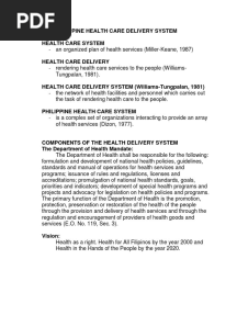The Philippine Health Care Delivery System