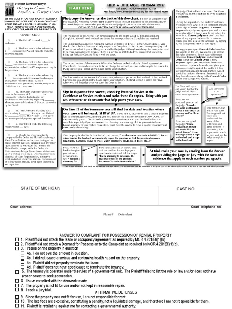 Michigan Guide To Landlord Tenant Court PDF Eviction Landlord