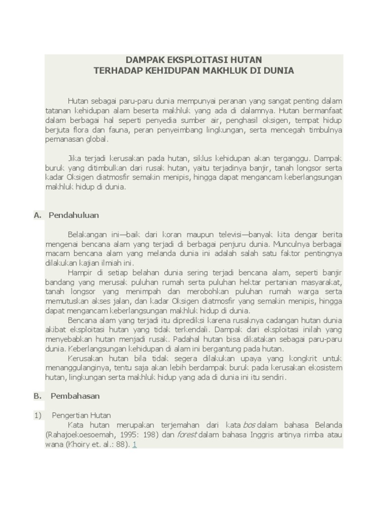 DAMPAK EKSPLOITASI HUTAN