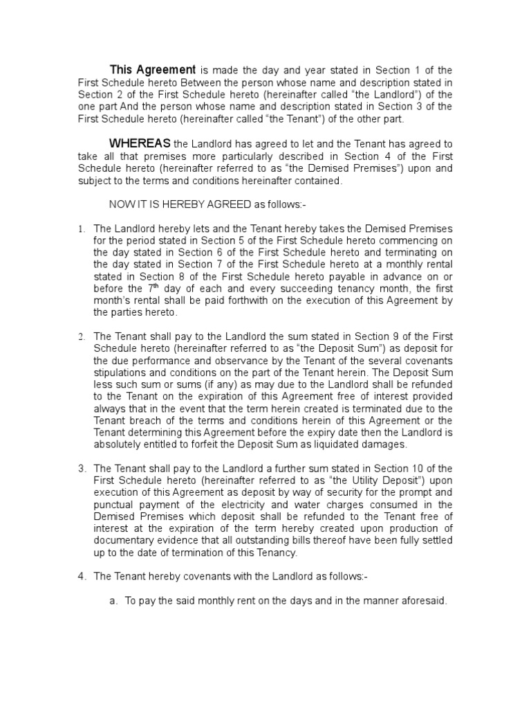 16806976 Tenant Agreement for Malaysian Leasehold Estate Landlord