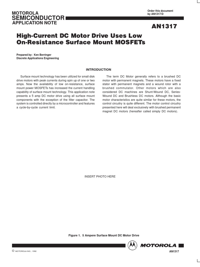 Motorola Application Notes PDF Electric Motor Field Effect Transistor