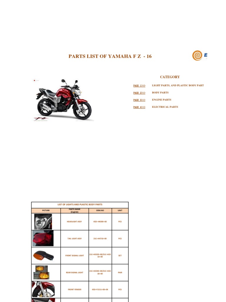 yamaha fz spare parts online