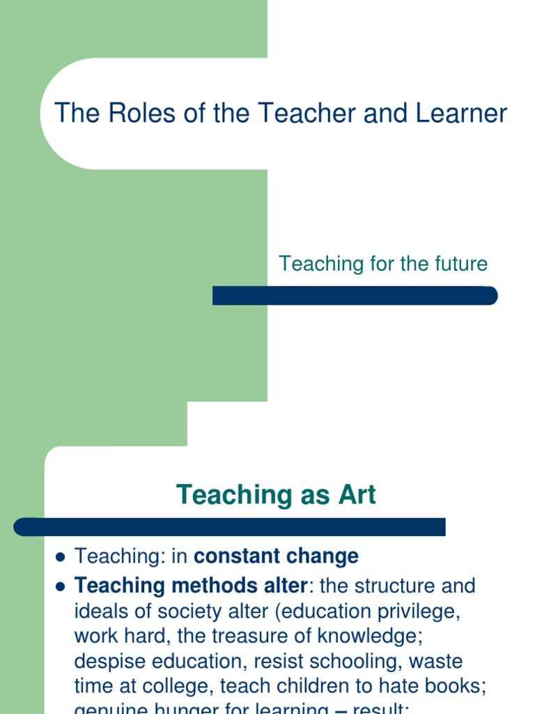 Teacher and Learner Roles Explained | PDF | Educational Technology ...