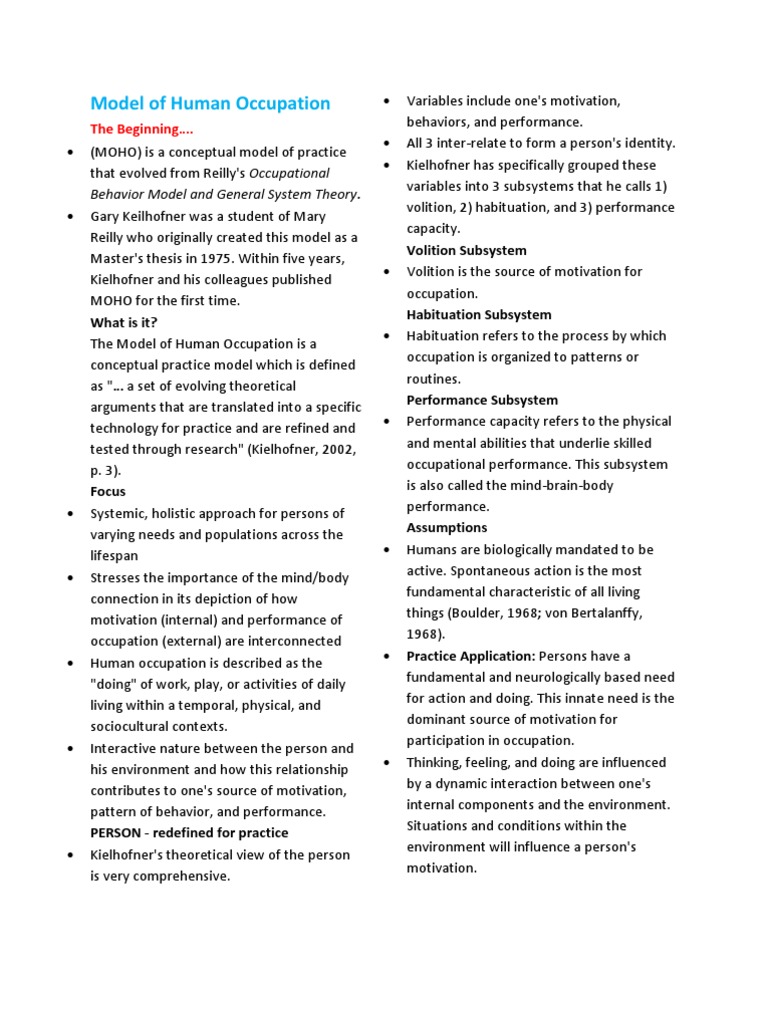 Model of Human Occupation