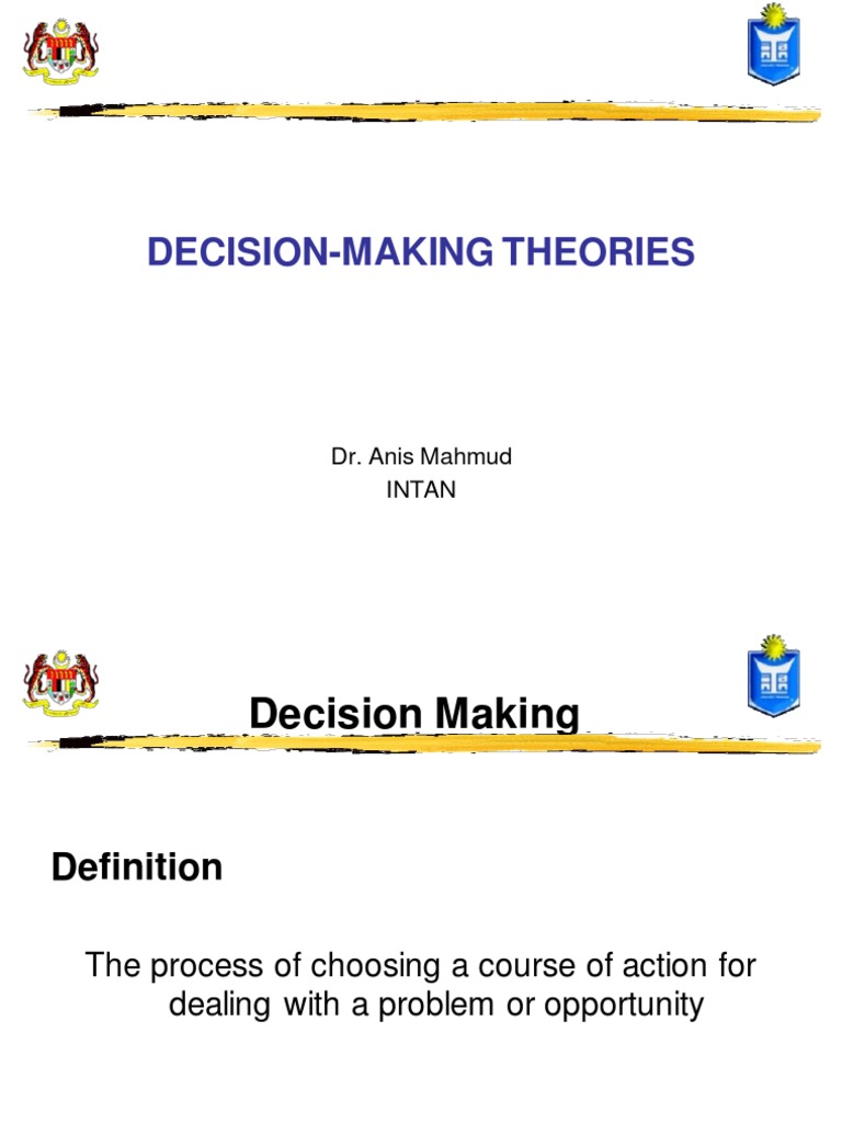 Decision Making Theories PDF Decision Theory Decision Making