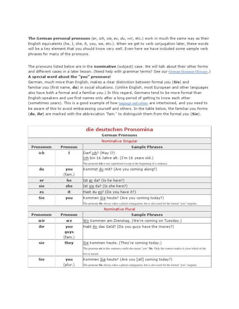 German Lesson 2 | PDF | Language Arts & Discipline