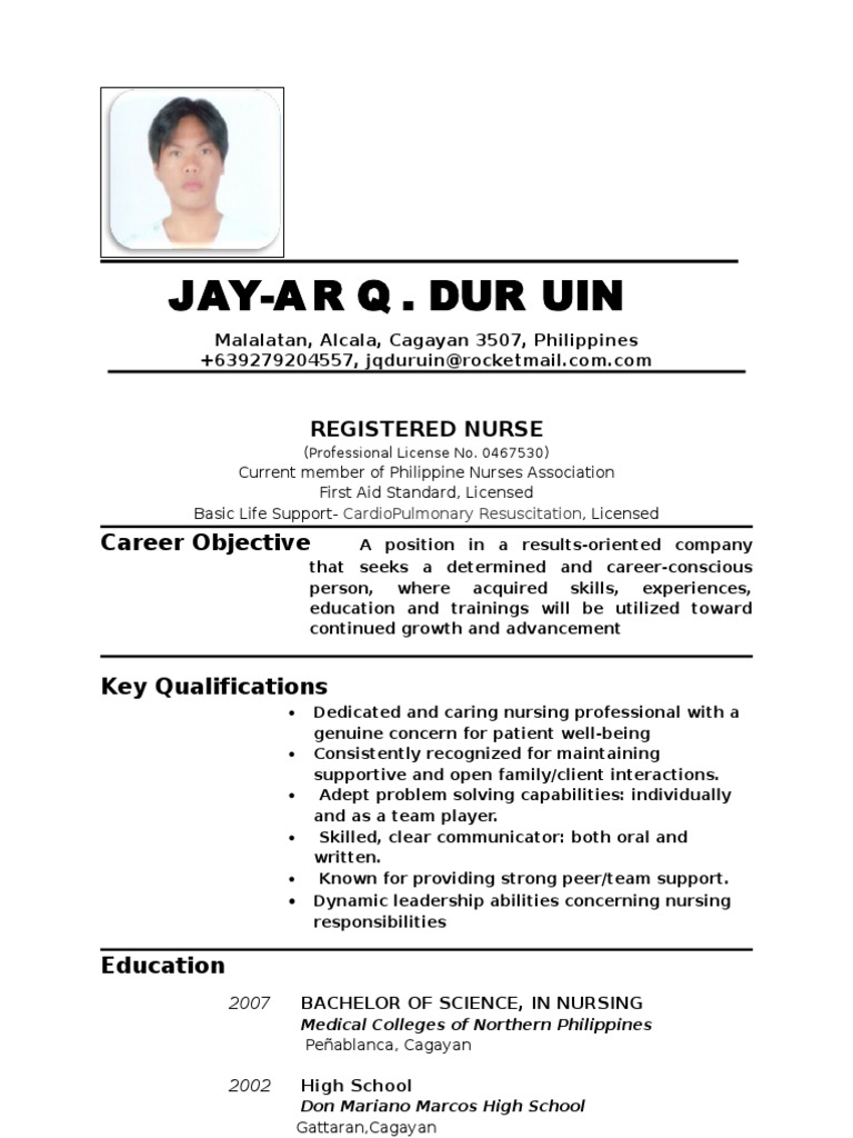 resume format for abroad job word file
