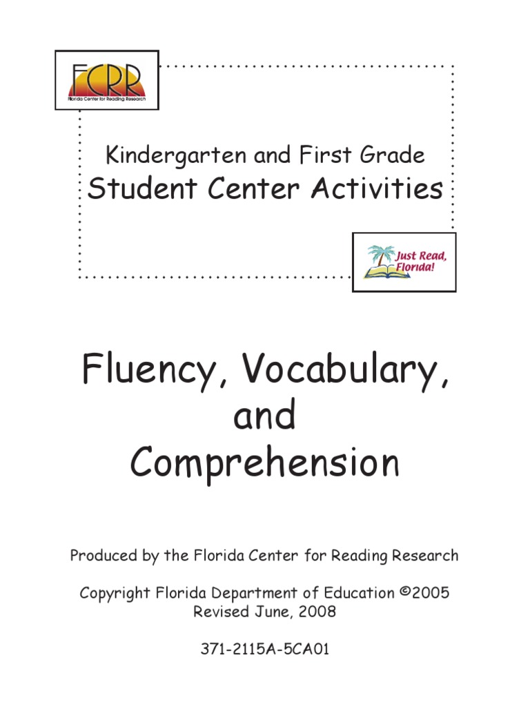 Kindergarten and 1st Grade Introduction to Fluency Vocabulary and