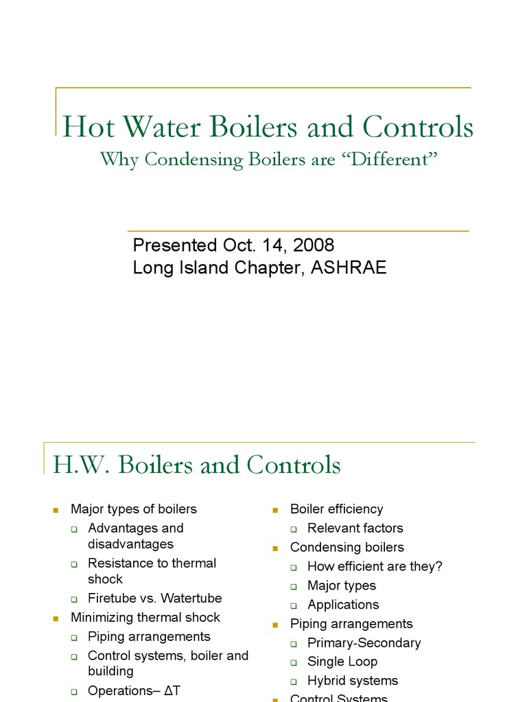Hot Water Boiler Systems ASHRAE Presentation | PDF | Boiler | Water Heating