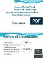 Removal of Bacillus Anthracis On Various Food Contact Surfaces