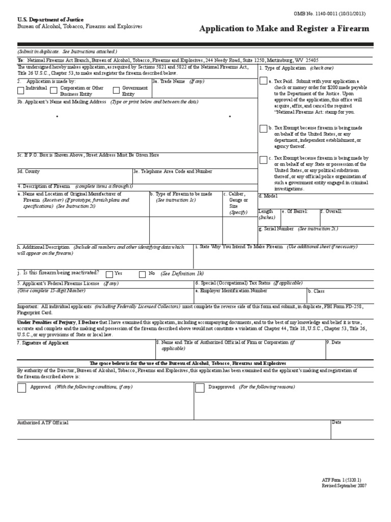 Firearm Registration Application Guide | PDF | Bureau Of Alcohol | Justice
