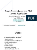 Excel Spreadsheets and FDA Device Regulations