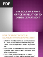 The Role of Front Office in Relation To Other Department