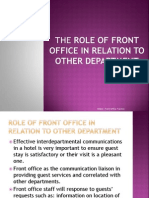 The Role of Front Office in Relation To Other Department