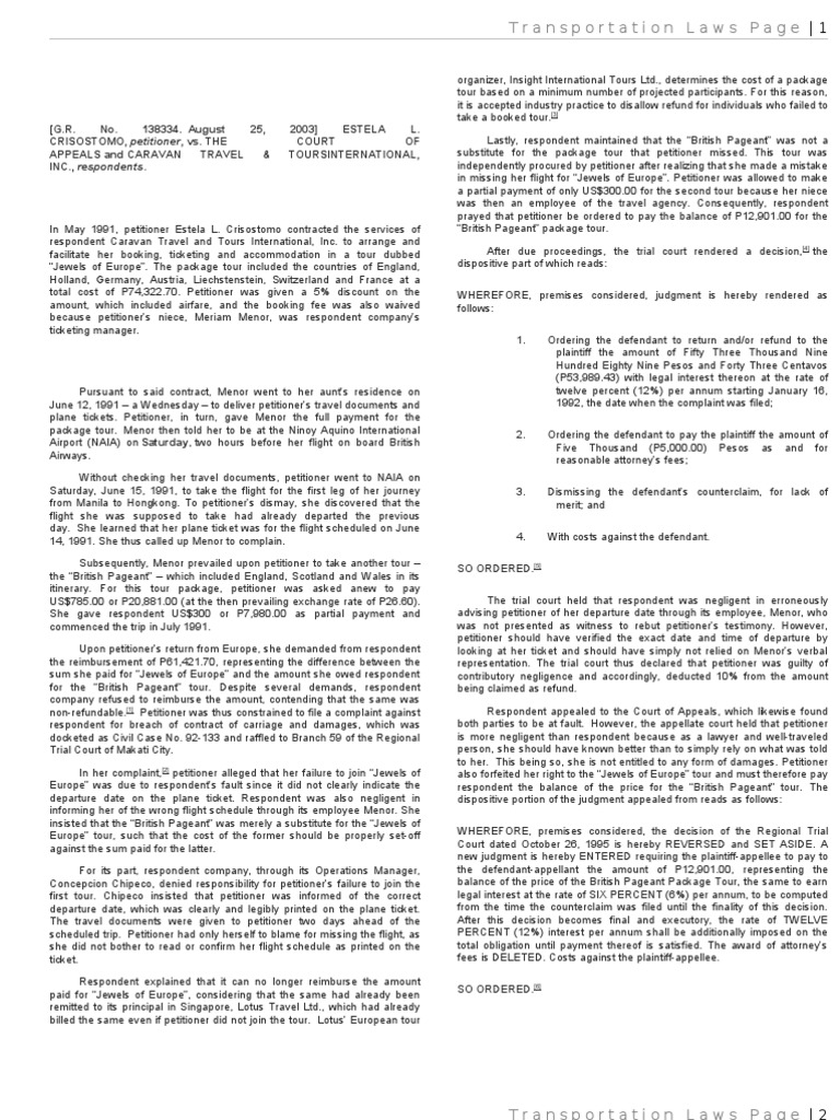 Transpo Cases | PDF | Common Carrier | Negligence
