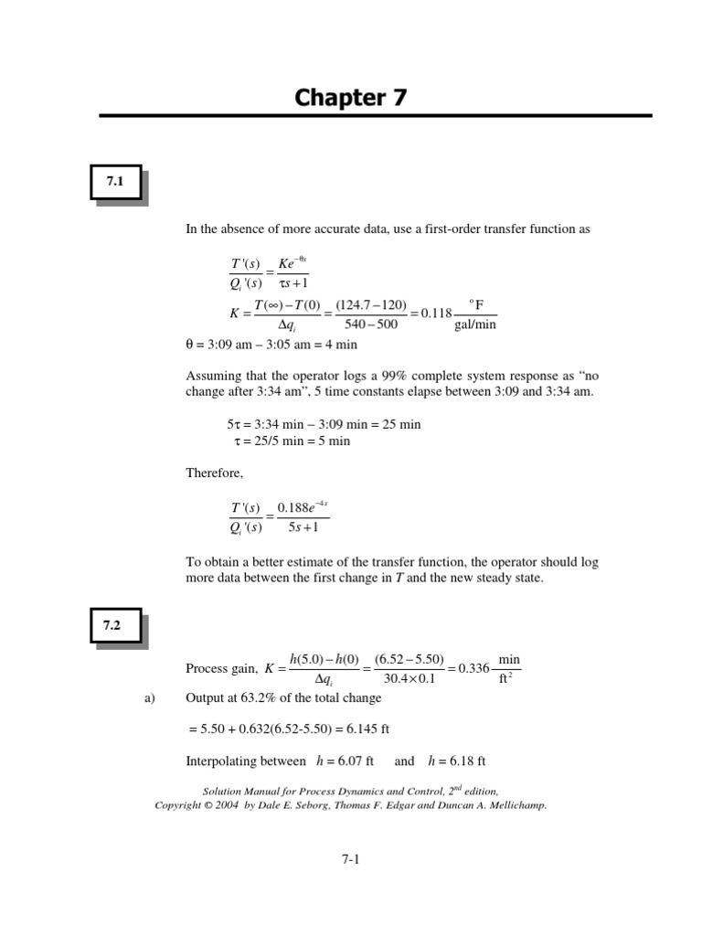 Process Dynamics and Control Solutions PDF