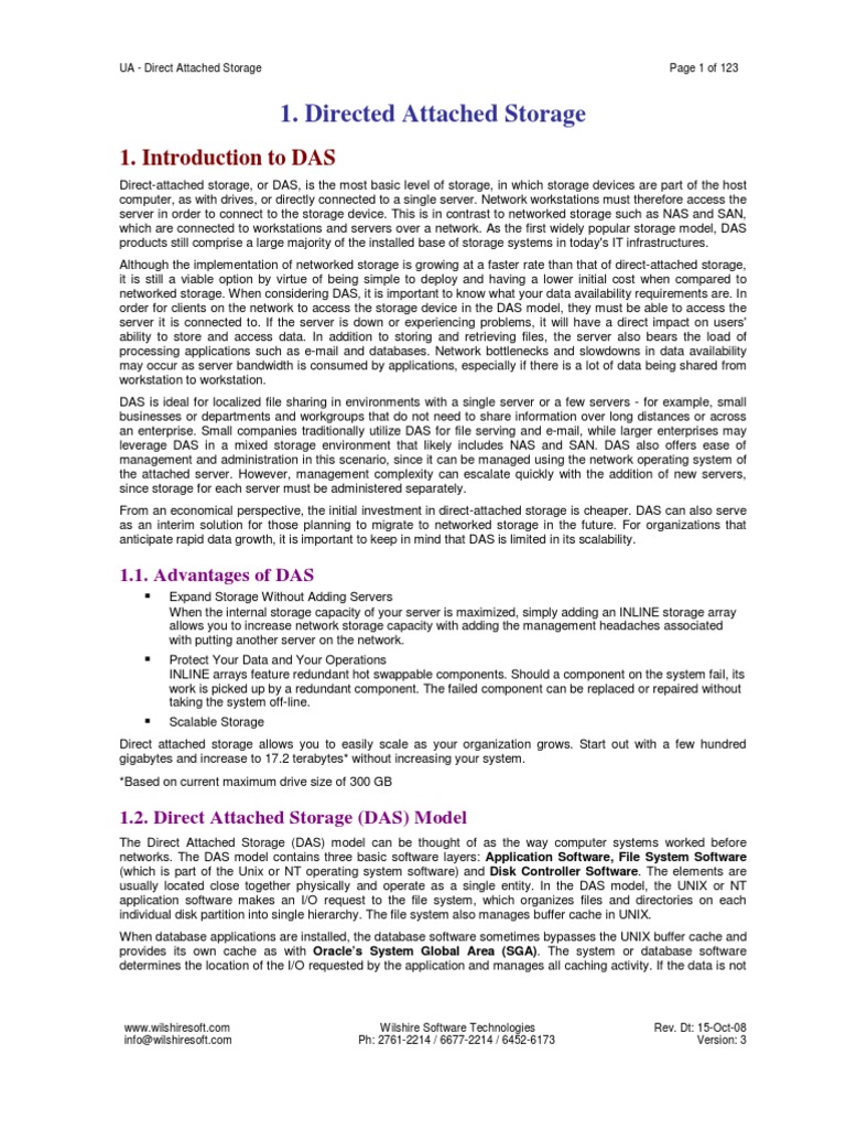 Directed Attached Storage: 1. Introduction To DAS | PDF | Computer ...