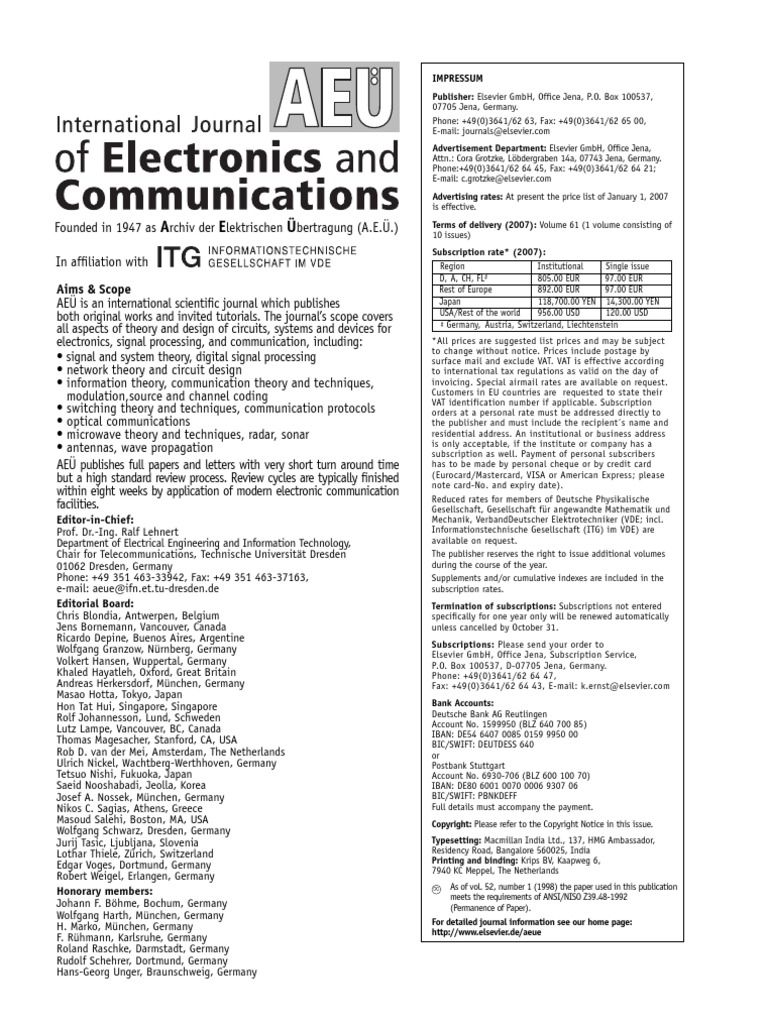 (First Author) 2008 AEU International Journal of Electronics and Communications PDF