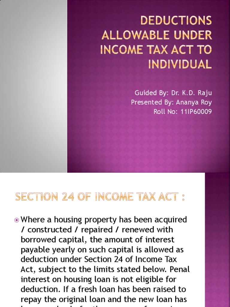 Deduction Under Tax For Individuals PDF Tax Deduction Loans