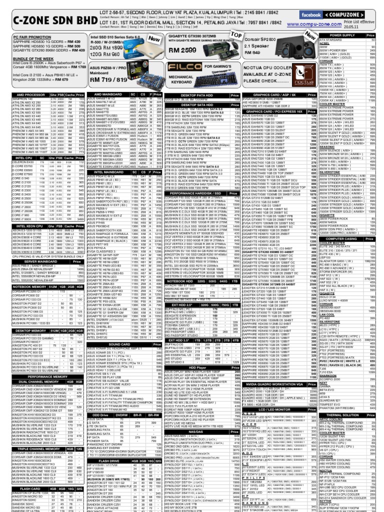 Lowyat Pricelist Computer Hardware Office Equipment