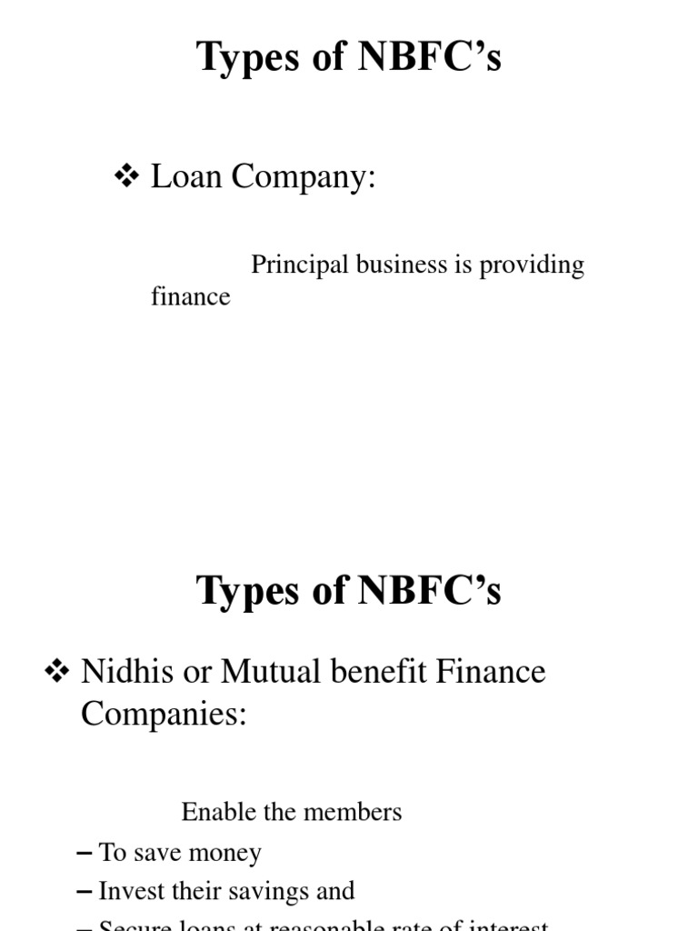 Types of NBFCs in India | PDF | Business