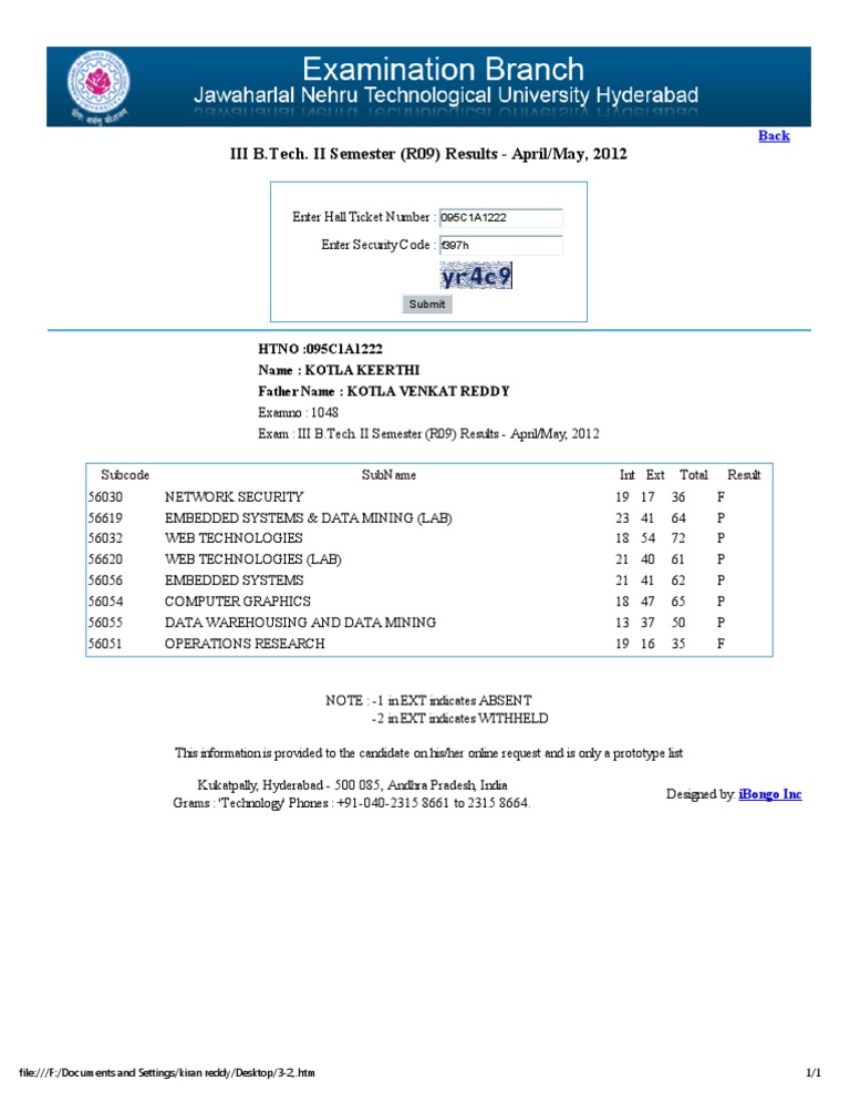 Iii B Tech Ii Semester R09 Results April May 2012 095c1a1222