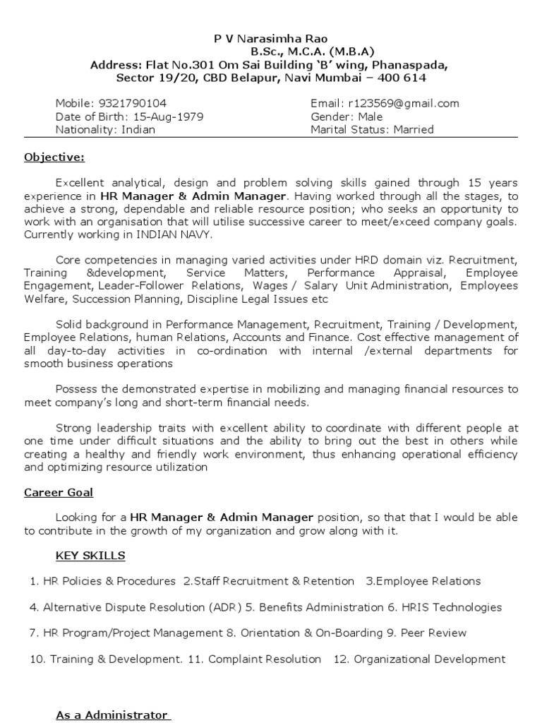 HR & Admin Manager Profile | PDF | Employment | Human Resources