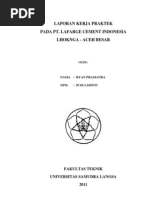 Download Laporan Kerja Praktek pada PT Lafarge Cement Indonesia Aceh Besar by Aneukphon Ryan Pramanda Isni SN121620527 doc pdf